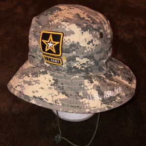 U.S. Army Digital Camo Boonie Hat with Patch - Green, Tan, Brown
